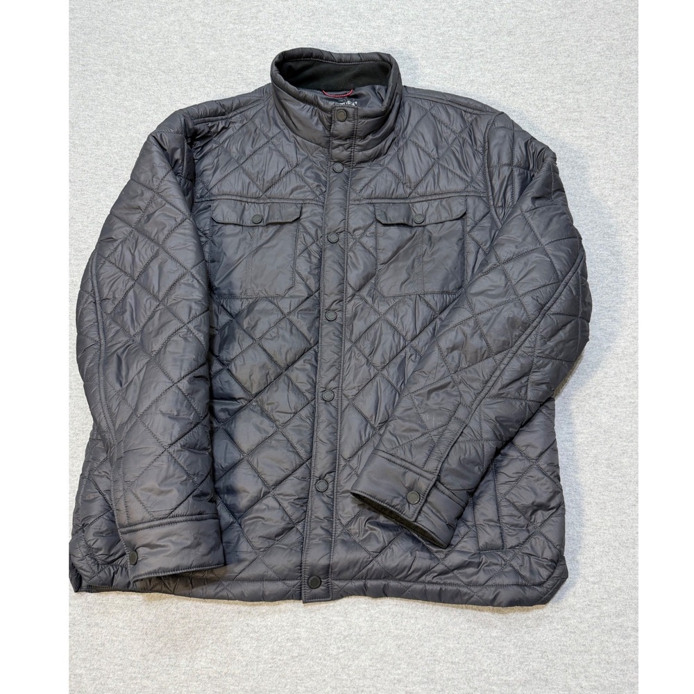 Vineyard Vines Performance Mens XL Quilted Field Jacket Gray Snap Front Whale